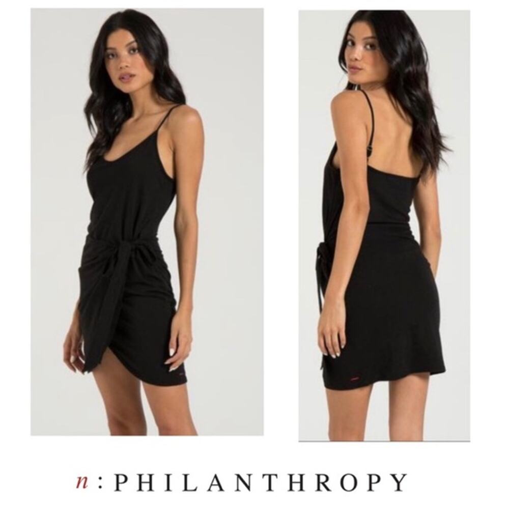 n:Philanthropy Dress Golden Wrap Skirt Sleeveless Side Tie Black Women's Size M